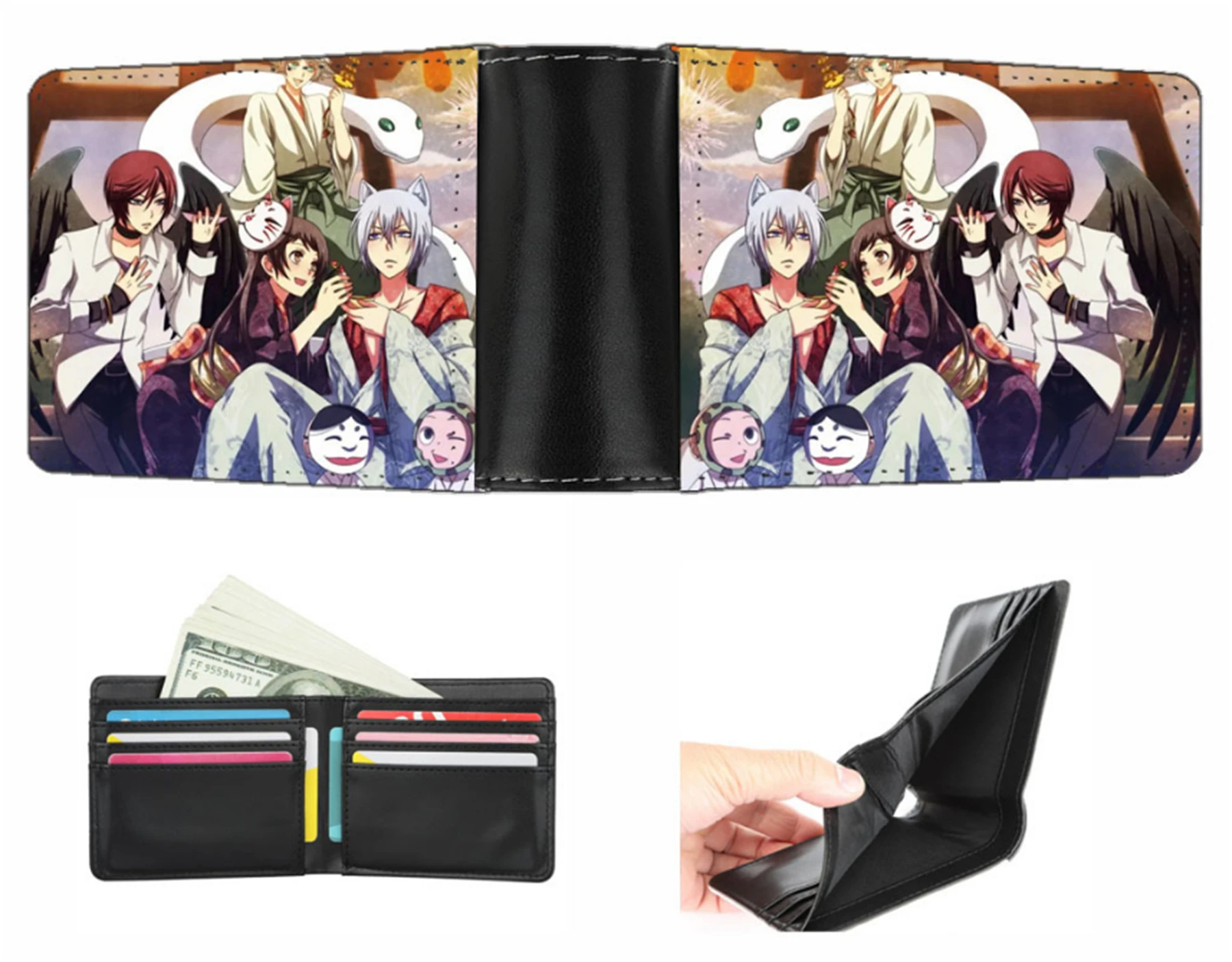 Бутик с логото на аниме Kamisama Kiss, кратък портфейл, нов портфейл за карти, портфейл за момчета и момичета, чантата двойно събиране Изображение 5