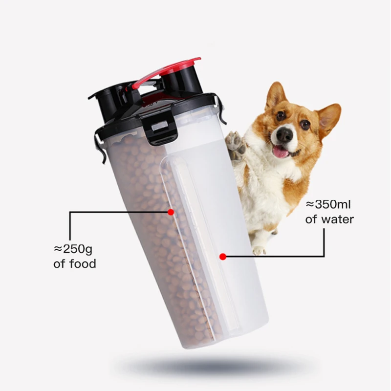 Бутилка за вода за пътуване за кучета 2 В 1, Сгъваеми Контейнер за храна за домашни любимци с разгъване, Чаши с двойно предназначение, Чаша за напитки на открито Изображение 4