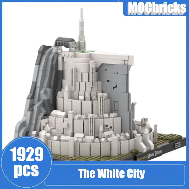 Бял град, обичай градивен елемент на MOC, направи си сам, средновековната модел на замъка, технологията, производството на Тухли, играчка с изглед към улицата, подарък за рожден Ден Изображение 0