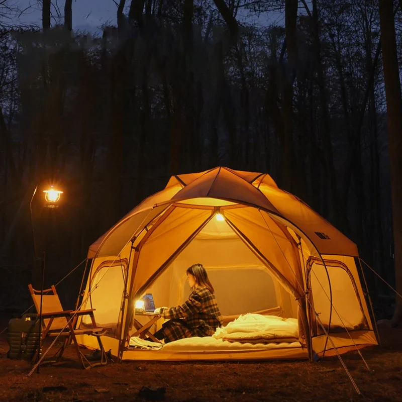 Вградена шестоъгълен палатка за нощуване на открито Бионический Дизайн, Голямо Пространство За нощуване На открито Голяма Палатка За нощуване на открито Изображение 4