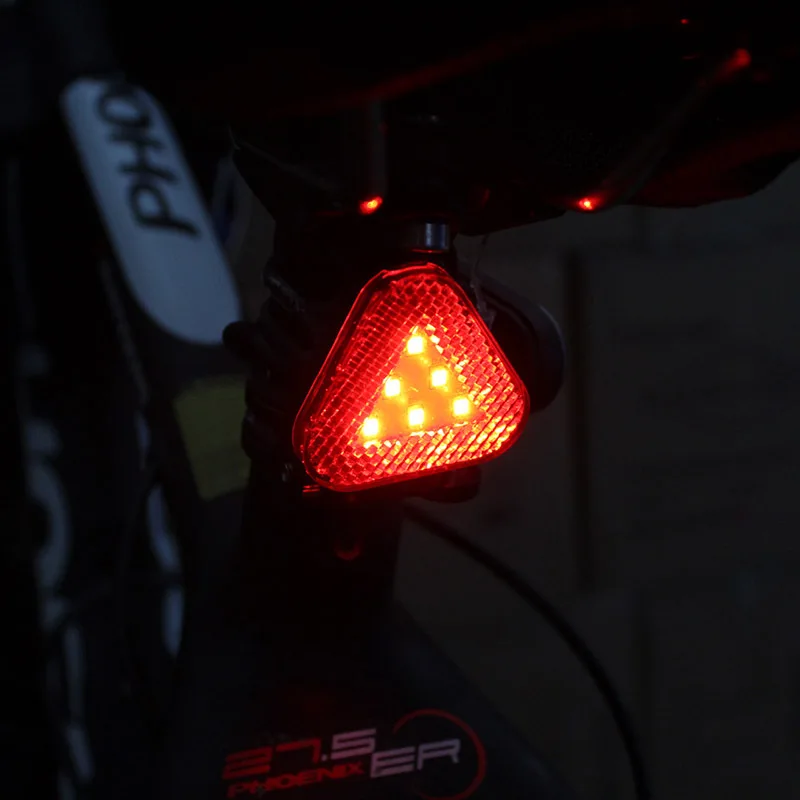 Велосипеден триъгълна задна светлина Планински Велосипед, Мотоциклет електрически автомобил 6LED Сигнална лампа Екипировка за нощно каране Аксесоари за велосипеди Изображение 5
