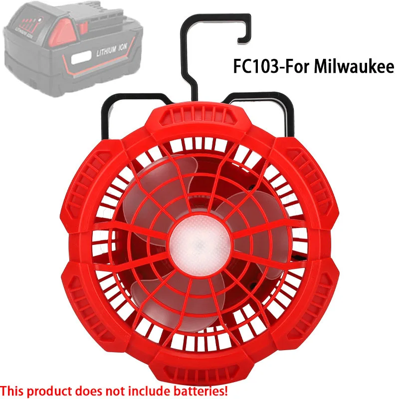 Вентилатор на тавана с външен Акумулатор FC103 Подходящ За Литиева батерия Makita Dewalt, Bosch Milwaukee Black &Decker 14,4-18V С Подсветка Изображение 3