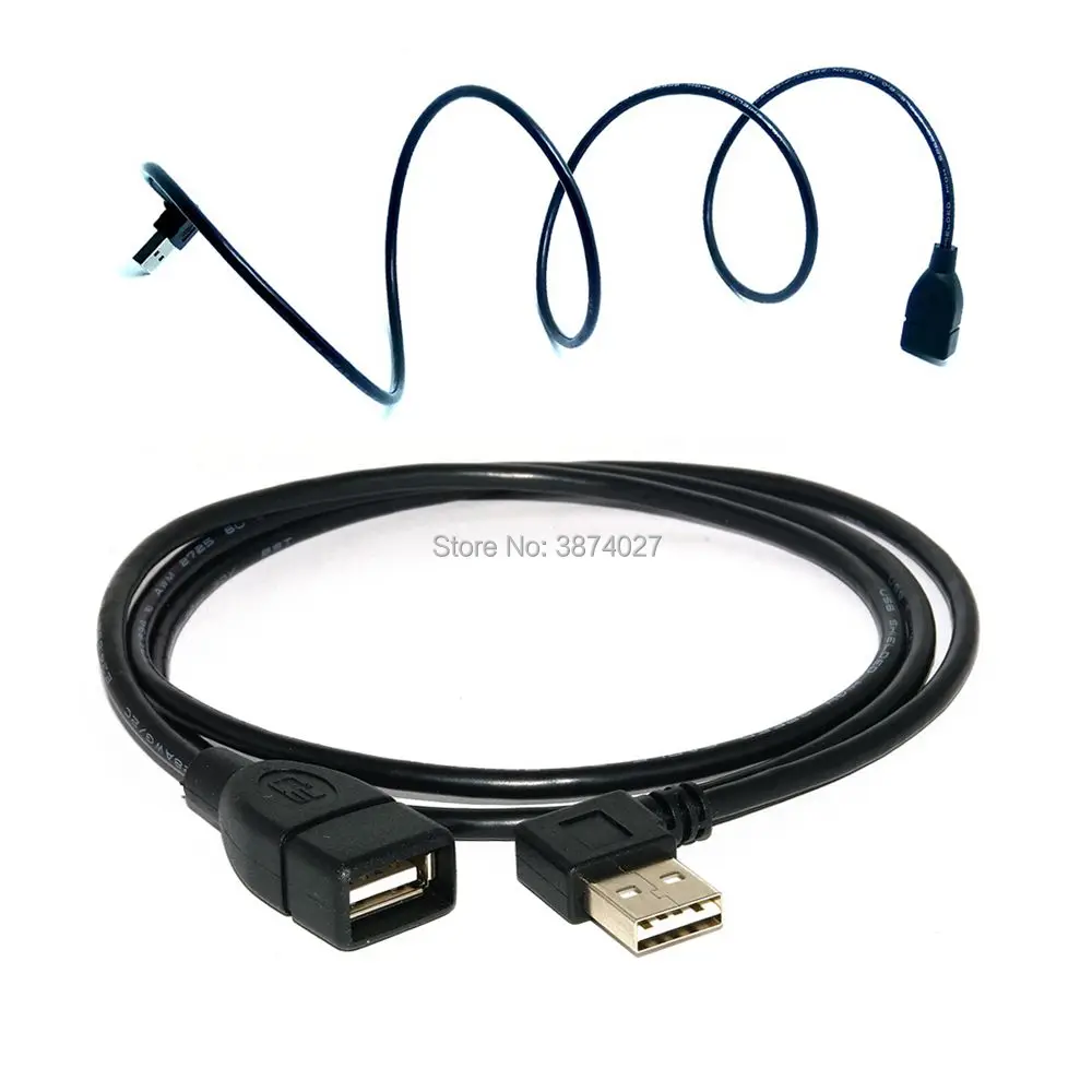 Висококачествен Заден Дизайн 100 см/1 m USB 2.0 с леви и десни Ъгъл от 90 градуса от мъжа към Жената удлинительный кабел Изображение 1