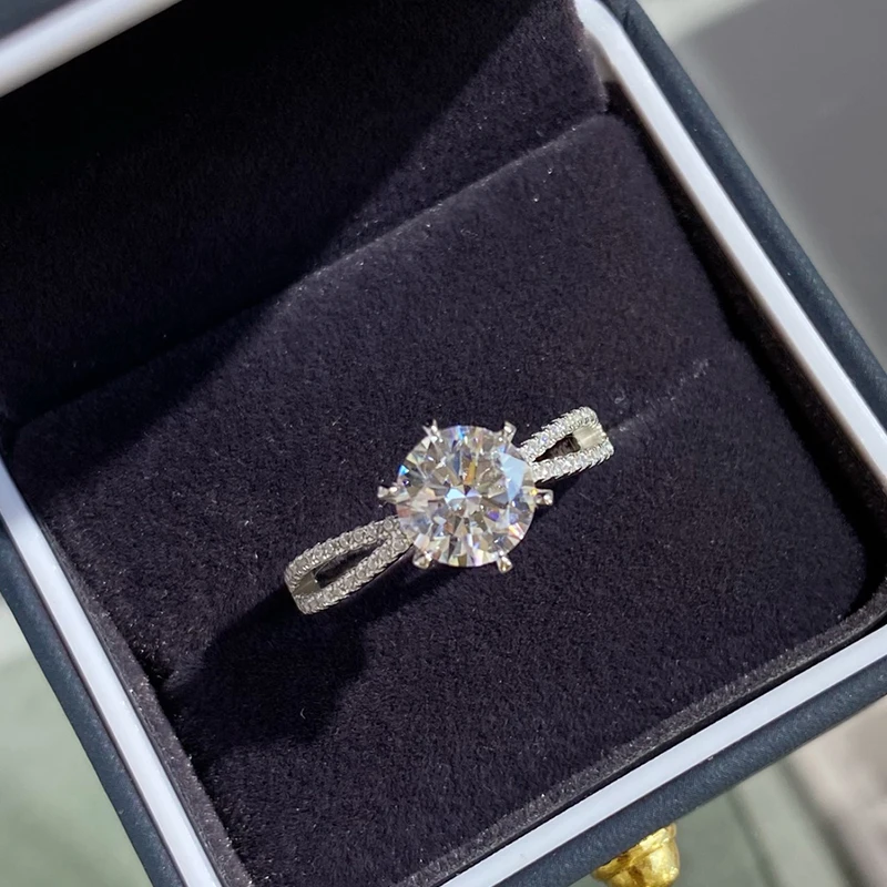 Висококачествено сребро 925 проба, луксозно дамско класическо луксозно брилянтният пръстен, сватбени бижута, подарък за годишнина от сватбата Изображение 2