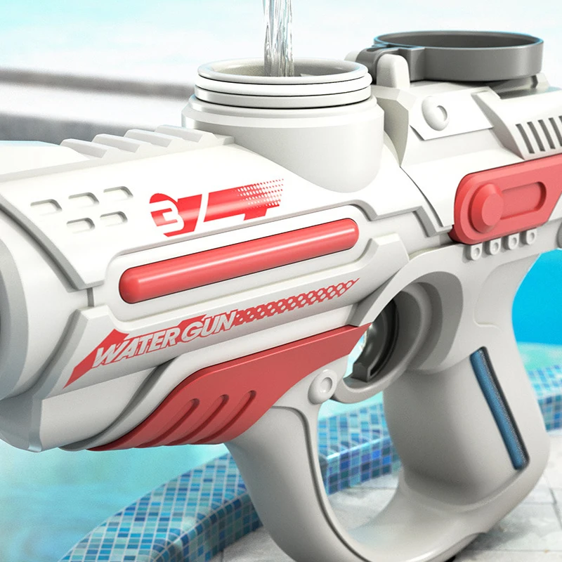 Воден пистолет, високотехнологични автоматични пистолети за накисване на вода, по-голям капацитет за възрастни и деца, басейн през лятото, плажна играчка на открито Изображение 2