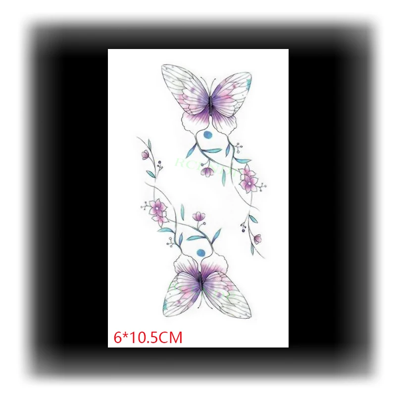 Водоустойчив Временна Татуировка Стикер ins Butterfly flower color sexy Body Art flash tatoo фалшива татуировка за Жени, Мъже Изображение 3