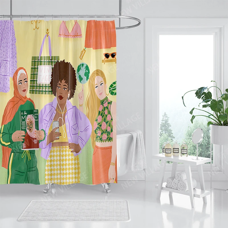 Водоустойчив тъканно завеса за душ, аксесоари за завеси в банята 180 x 200, завеса за душ 240*200, скандинавски интериор в стил бохо 240x200 Изображение 1