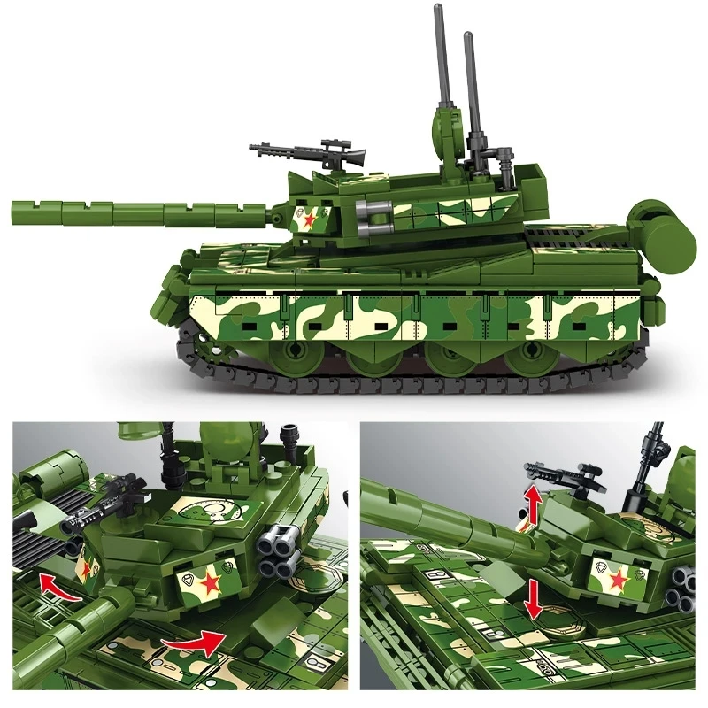 Военен танк Tiger M1A2 Heavy TYPE 99 градивните елементи на WW2 LEOPARD 2 Армейское armored оръжие Тухли, Детски Играчки, Подаръци за рожден Ден Изображение 5