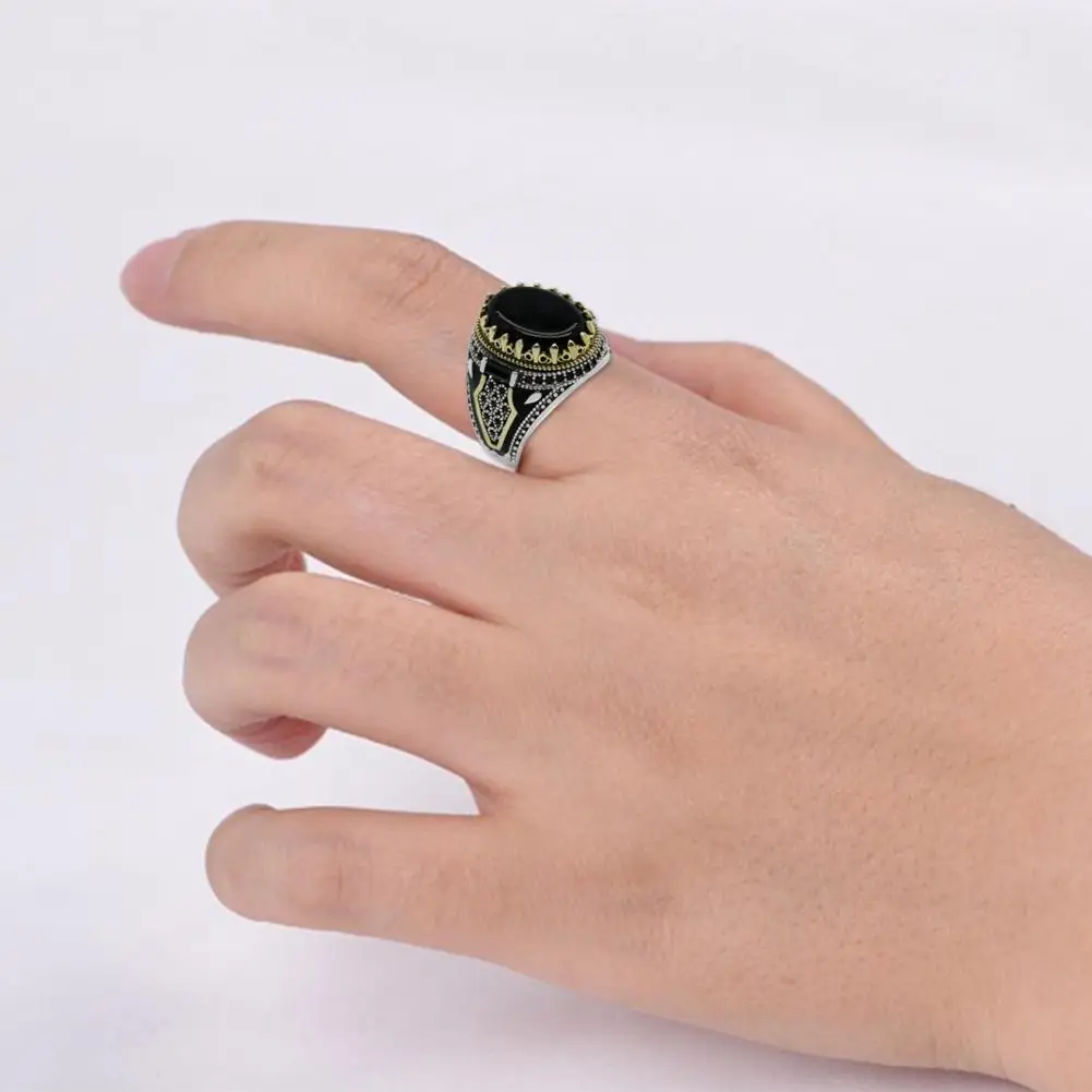 Геометрия, креативна мъжки индивидуалност, пръстен от изкуствена агата на пръст, Анти-избледняване, мъжки пръстен, Резба върху метал, Ежедневни облекла Изображение 4