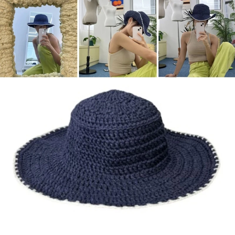 Готина панама, дишаща годишният слънцезащитен крем, синьо-бяла шапка с периферия в тон тематични парти, подарък за семейството DXAA Изображение 0