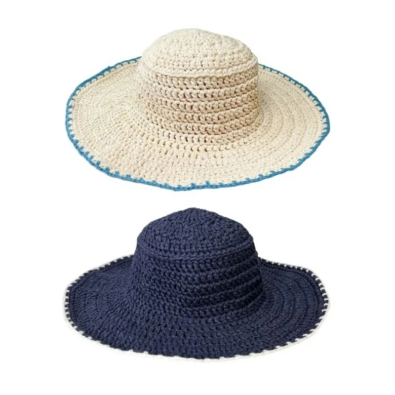 Готина панама, дишаща годишният слънцезащитен крем, синьо-бяла шапка с периферия в тон тематични парти, подарък за семейството DXAA Изображение 1