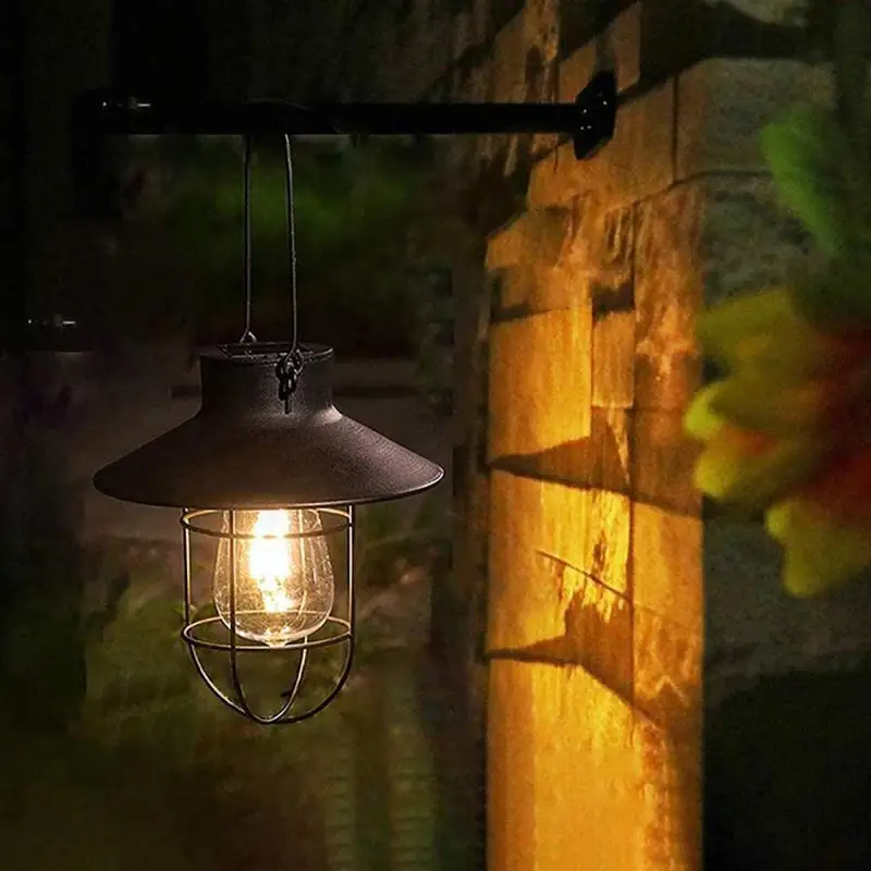 Градински соларни лампи, фенер с плетене на една кука, метални окачени слънчеви волфрам, лампи, пътека, уличен водоустойчив IP55 Уличен фенер Изображение 4
