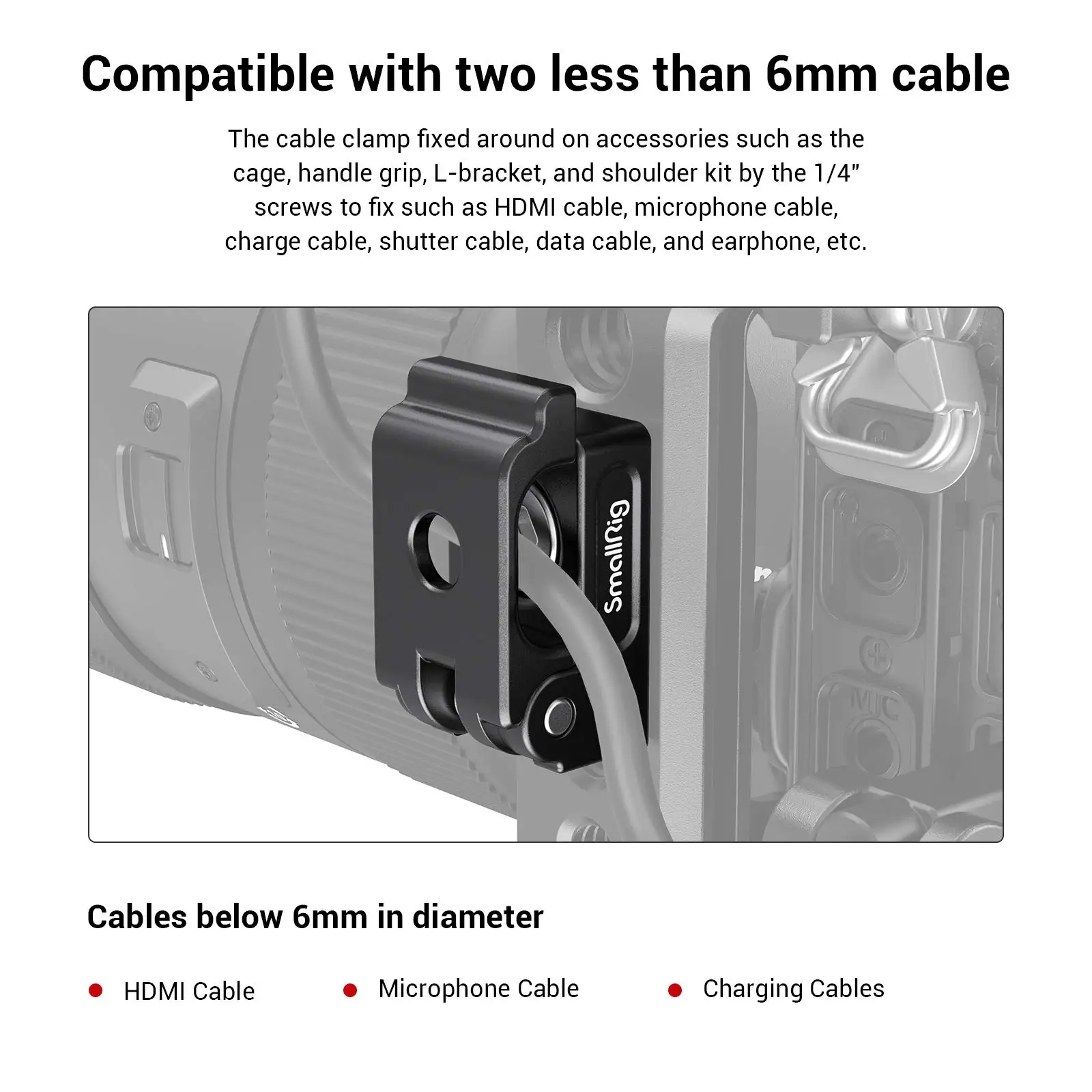 Гъвкав пружинен кабел скоба SmallRig (2 бр.), на Лек и преносим Кабелна скоба, Подходящ за кабели HDMI, зарядни кабели MD2418 Изображение 1