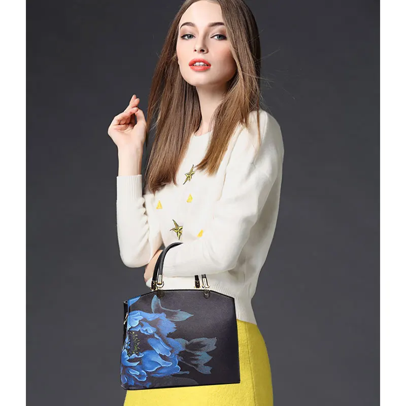 Дамска чанта, елегантна чанта с цветя модел, модерна чанта през рамо, луксозни маркови чанти-незабавни посланици, подарък за жени, високо качество, през рамо Изображение 1