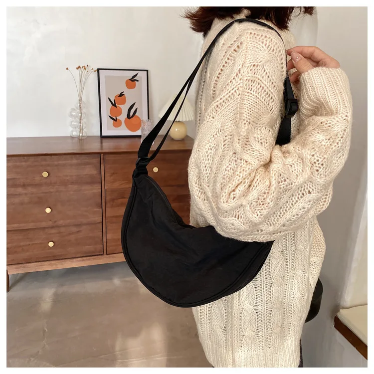 Дамска чанта-месинджър от еднакво найлонов плат прост дизайн, женствена чанта през рамо, портфейли и портмонета-скитници, женствена чанта през рамо Изображение 3