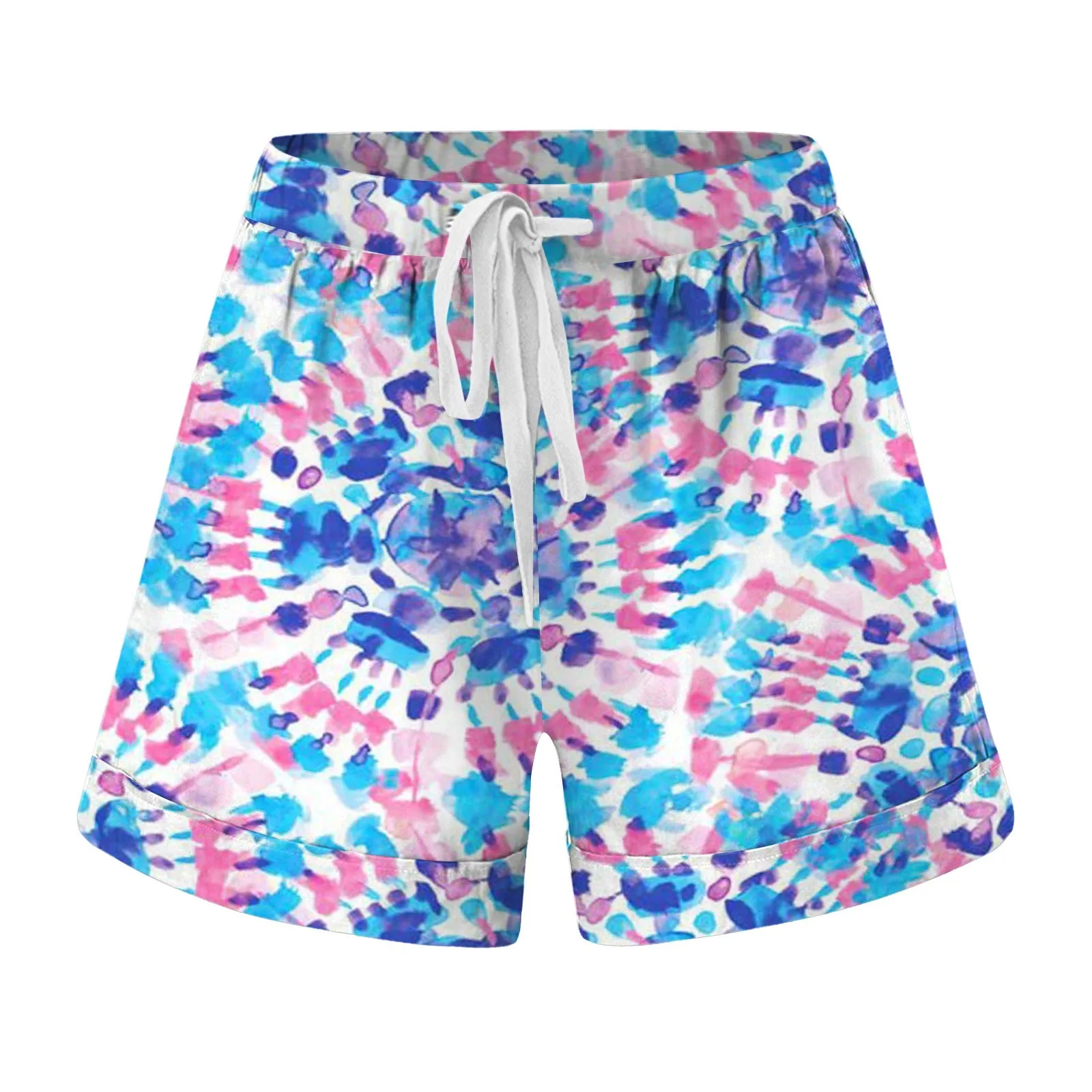 Дамски ежедневни свободни шорти с цветен принтом, лятна прохлада, плажни къси панталони с еластичен колан на съвсем малък, джобове, дамски спортни къси панталони Изображение 4