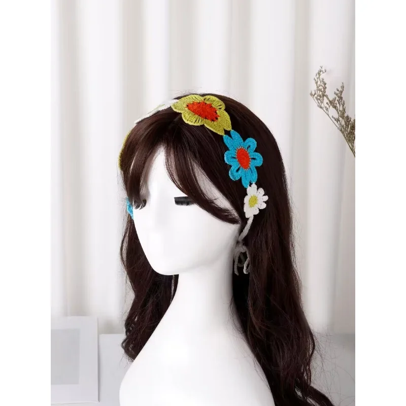 Дамски превръзки с цветни цветя във френския пасторальном стил, пролет и лято, Ins, кок за коса-ръчна изработка, кърпичка Изображение 1