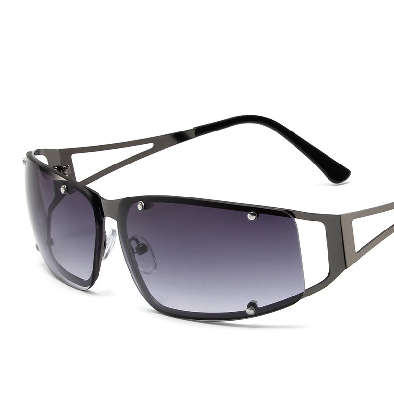 Дамски слънчеви очила с защита от uv, индивидуалност, Y2g пънк, кухи слънчеви очила без рамки, градинска фотосесия, Подиум, стилен Изображение 4