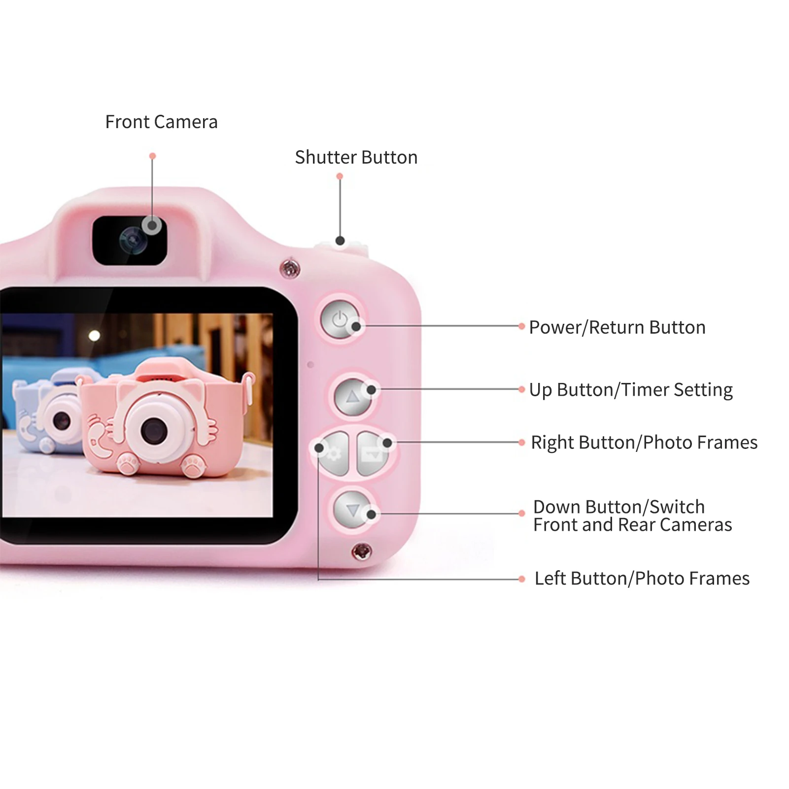 Детски Фотоапарат, преносим мини-образователна цифров фотоапарат, 20-мегапикселова камера 1080P HD с поддръжка на карти памет 32 GB, игри Изображение 1