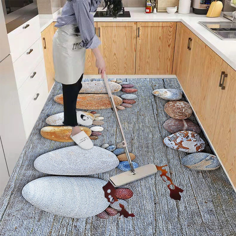 Домашен кухненски антимасляный противоскользящий подложка от PVC, Кожени Чистящиеся килими, Голям балкон, килим, Прости килими за декориране на дневната Изображение 1