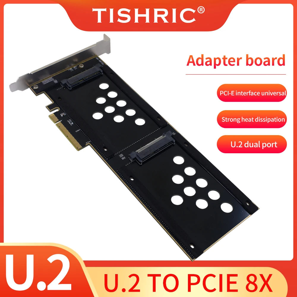 Допълнителни карти TISHRIC U. 2 за PCI-E 8X Двоен конвертор U. 2 SSD в PCIE Карта за разширяване на U. 2 Адаптер PCI-E 8X Такса PCI Express 8X 16X Изображение 0