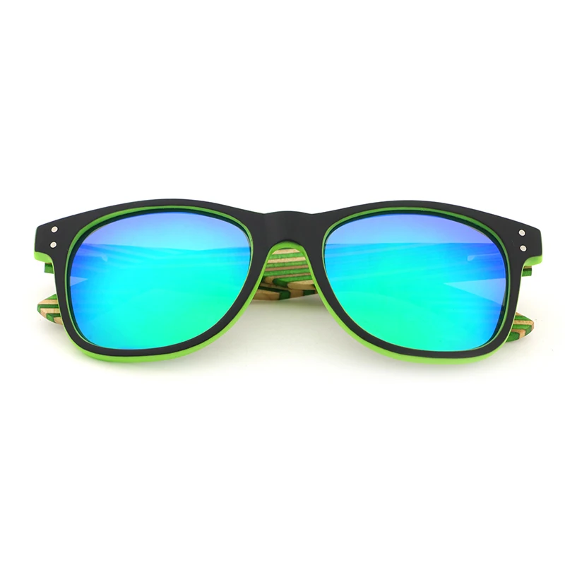 Дропшиппинг 2023 Изработени по Поръчка в Черно-Зелена Рамки и зелени цветни Бамбукови Дървени лък тел Правоъгълни поляризирани Слънчеви очила За мъже Изображение 4