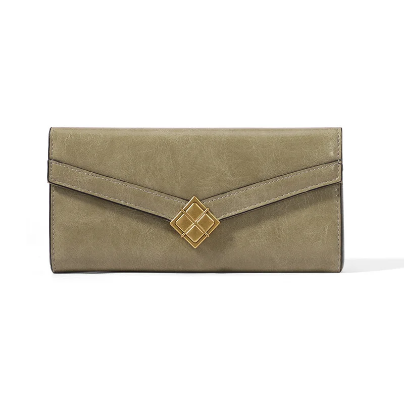 Дълъг двукрилен чантата с няколко карти, модни проста женска чанта-портфейл Изображение 5