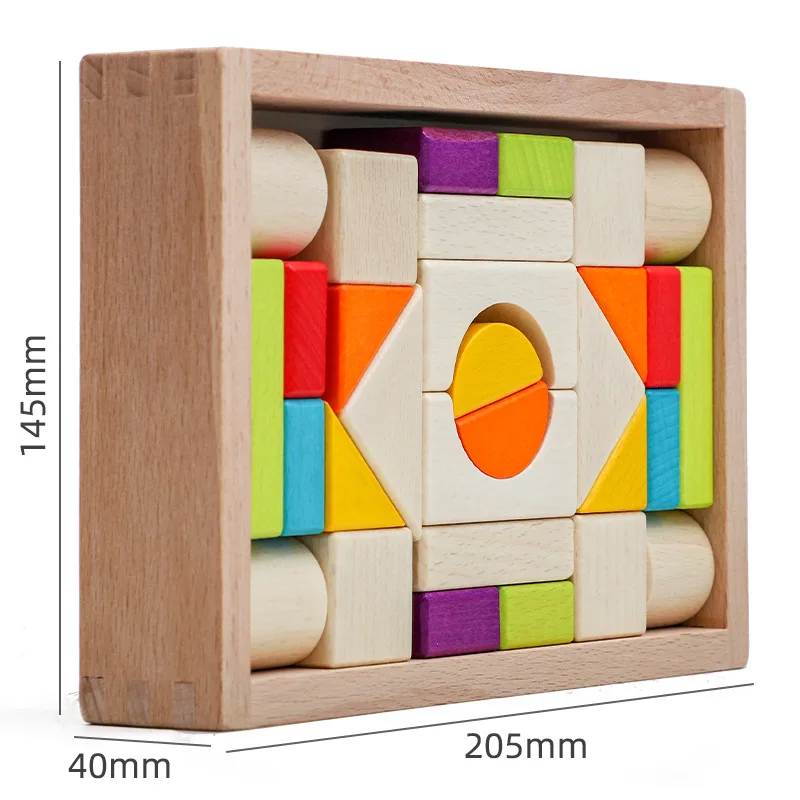 Дървена кутия за Градивен елемент за Разпознаване на форми на Творческа събрание Разпознаване на мислене Цвят на Ранното образование, Интерактивни играчки подарък Изображение 5