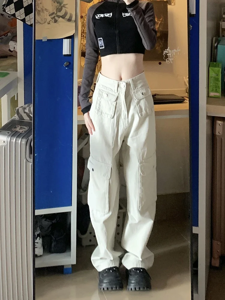 Ежедневни панталони за работа в ретро стил 2023 За жени Свободно размери, с висока талия, с прави широки штанинами И Универсален винтажным дизайн Изображение 1