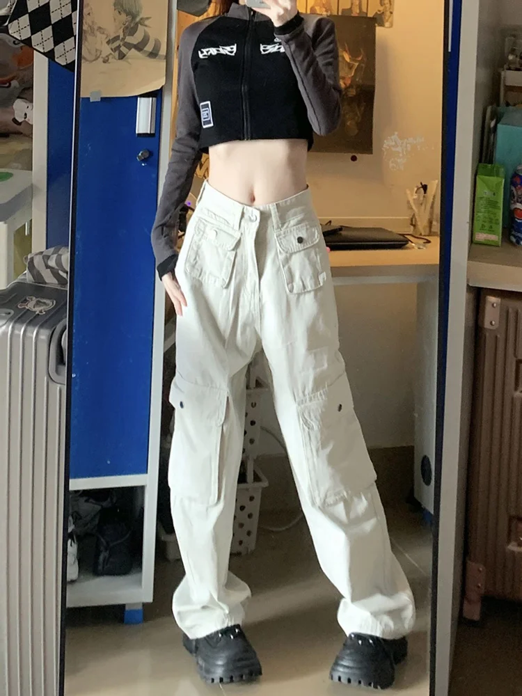 Ежедневни панталони за работа в ретро стил 2023 За жени Свободно размери, с висока талия, с прави широки штанинами И Универсален винтажным дизайн Изображение 2