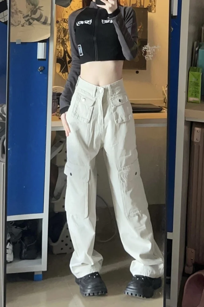 Ежедневни панталони за работа в ретро стил 2023 За жени Свободно размери, с висока талия, с прави широки штанинами И Универсален винтажным дизайн Изображение 5