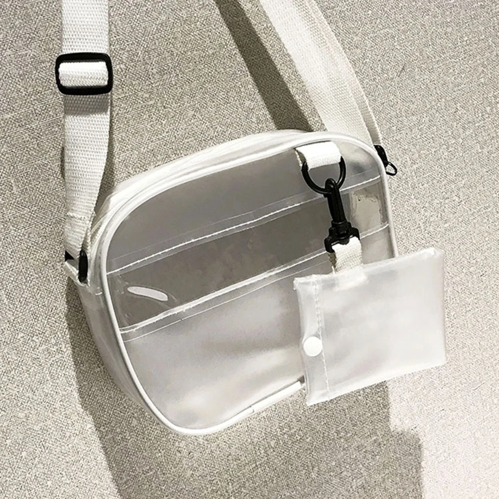 Ежедневни прозрачни дамски чанти през рамо от PVC, чанта през рамо, Желеобразные малки чанти и калъфи за телефони с държач за карти, Широки колани с капак Изображение 1