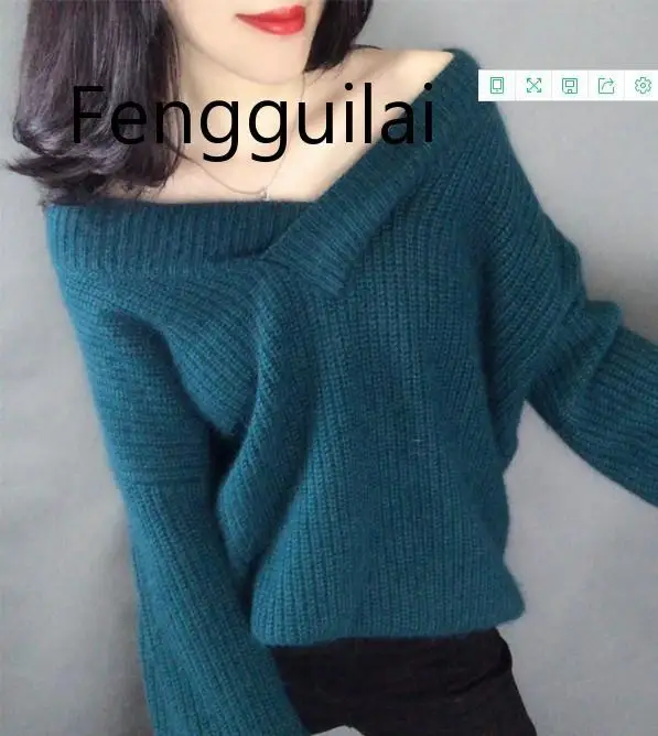 Есен-Зима 2020, Женски случайни свободен пуловер, възли пуловери, Дамски пуловери с дълъг ръкав и V-образно деколте, трикотажни долните върхове Изображение 5