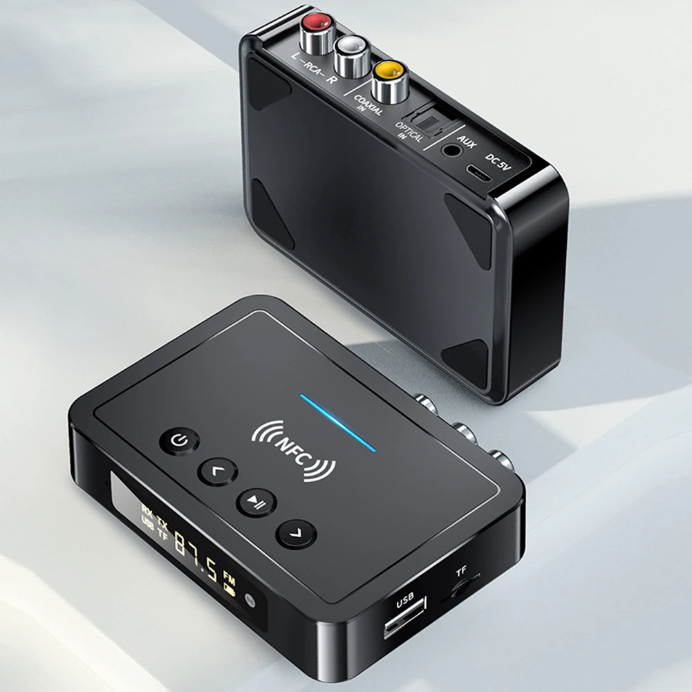Жак 3,5 мм led дигитален дисплей, USB зареждане, аудиоприемник, предавател, Aux, универсален мини преносим адаптер Изображение 1