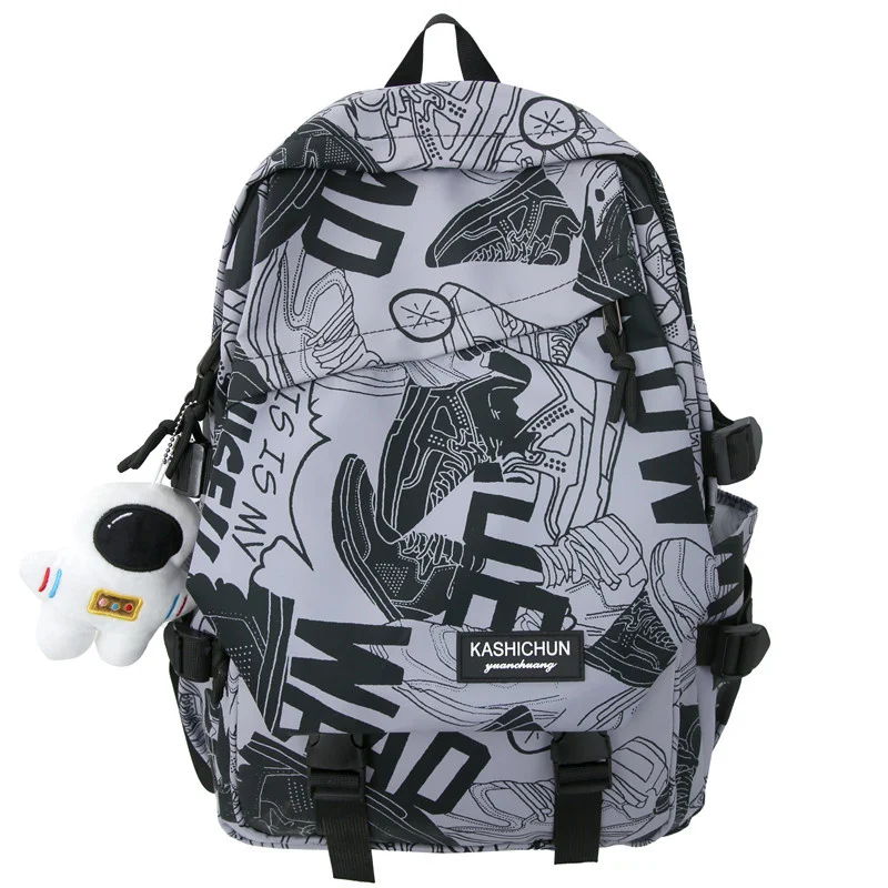 Жена раница за колеж с графити, Нова дамски водоустойчив училищна чанта с принтом, мъжки Пътна книга за момичета, лаптоп за момчета, студентски чанта, Мода Изображение 0