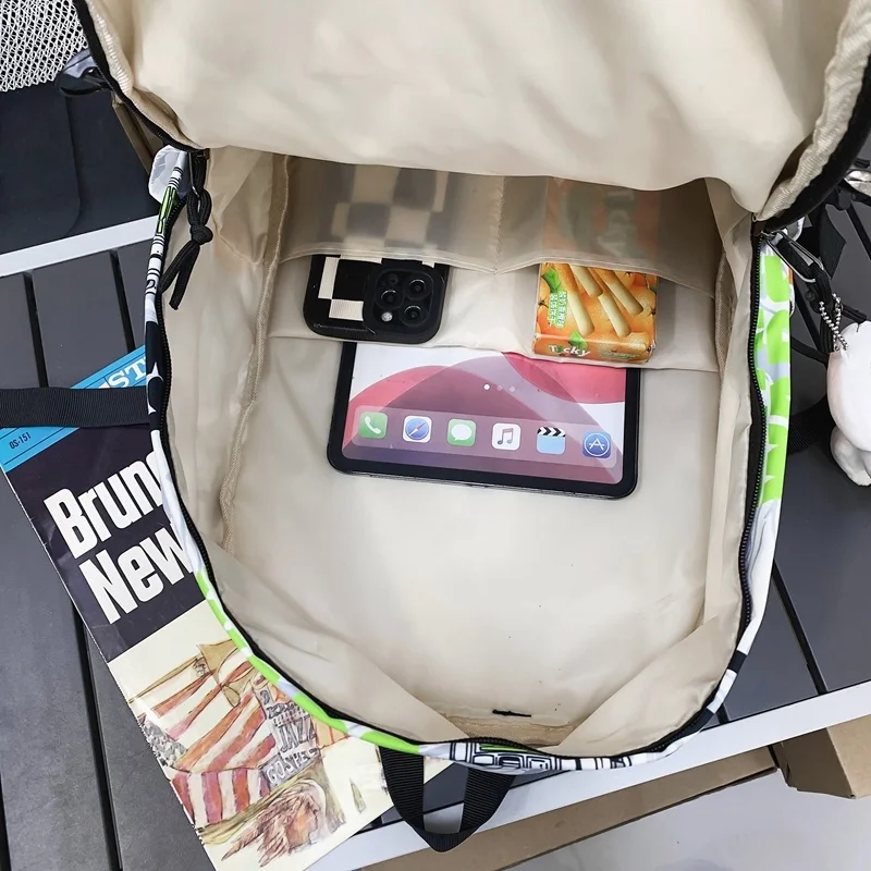 Жена раница за колеж с графити, Нова дамски водоустойчив училищна чанта с принтом, мъжки Пътна книга за момичета, лаптоп за момчета, студентски чанта, Мода Изображение 3