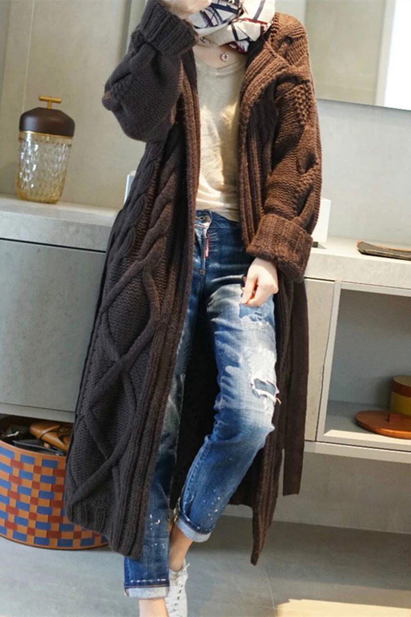Жена яке-жилетка от 100% кашмир, палта, плавни линии, с атмосферно стил, дълго кашемировое палто ръчно плетени с игольчатым тросом Изображение 0