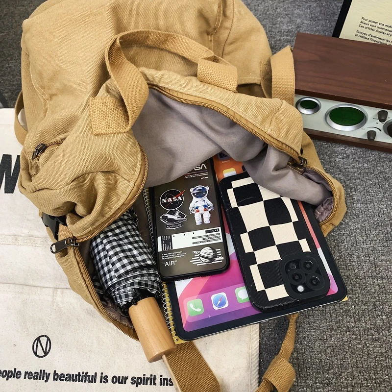 Женски Мъжки платно раница за колеж, Мъжки дамски чанта за пътуване в ретро стил, лаптоп за момичета, студентски мода, реколта женски училищни чанти Изображение 4