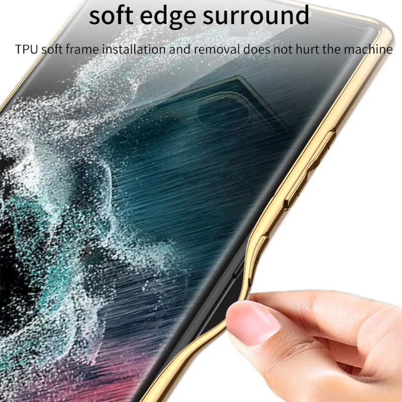 За Samsung S23 Ultra Case Мек устойчив на удари калъф от TPU за Galaxy S23 Плюс Калъф със Златно покритие Калъф за S23 Ultra Cover Fundas Изображение 4