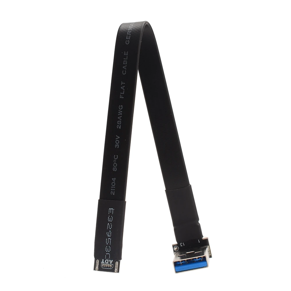 Защитени от електромагнитни Смущения Плосък Лентов кабел за USB 2.0 FFC FPV USB 2.0 Micro-B Кабел От мъжете На Мъжа Сгъваем Аксиален Ъглов адаптер Micro-USB Изображение 5