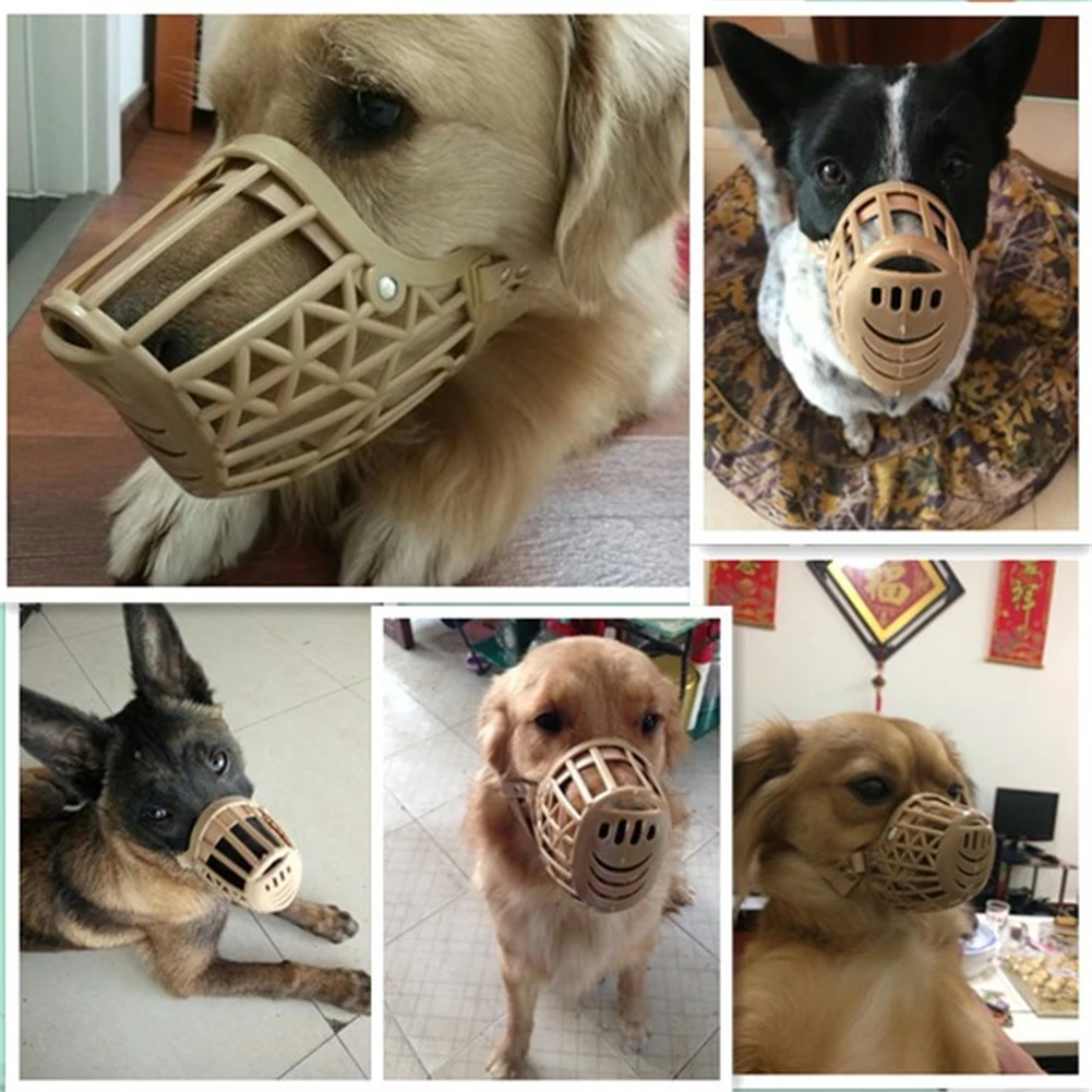 Здрава пластмасова кошница за намордника за кучета, регулируемо безопасно Дишаща маска за устата средни и малки кучета, за защита от ухапвания, маска за устата на вашето кученце Изображение 1