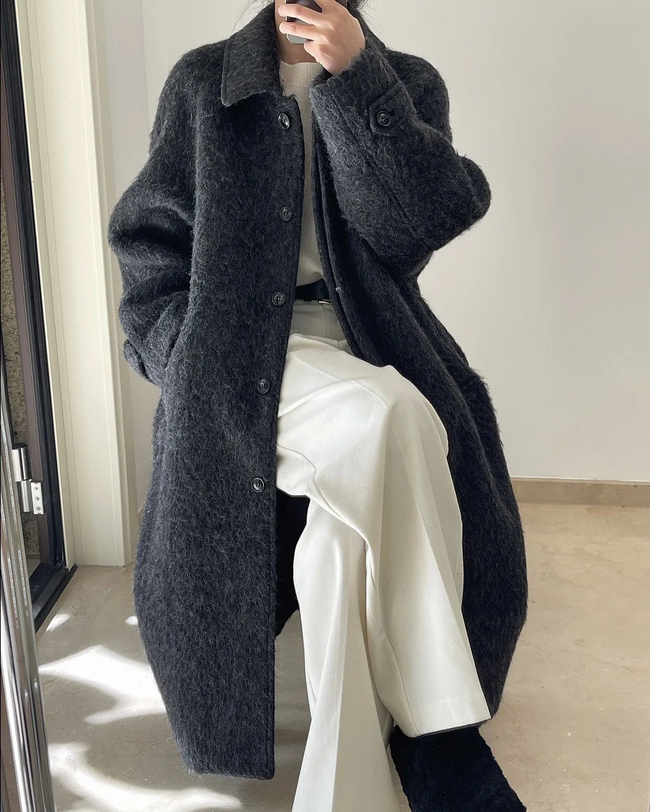 зимно дамско дълго палто X0805 Изображение 5