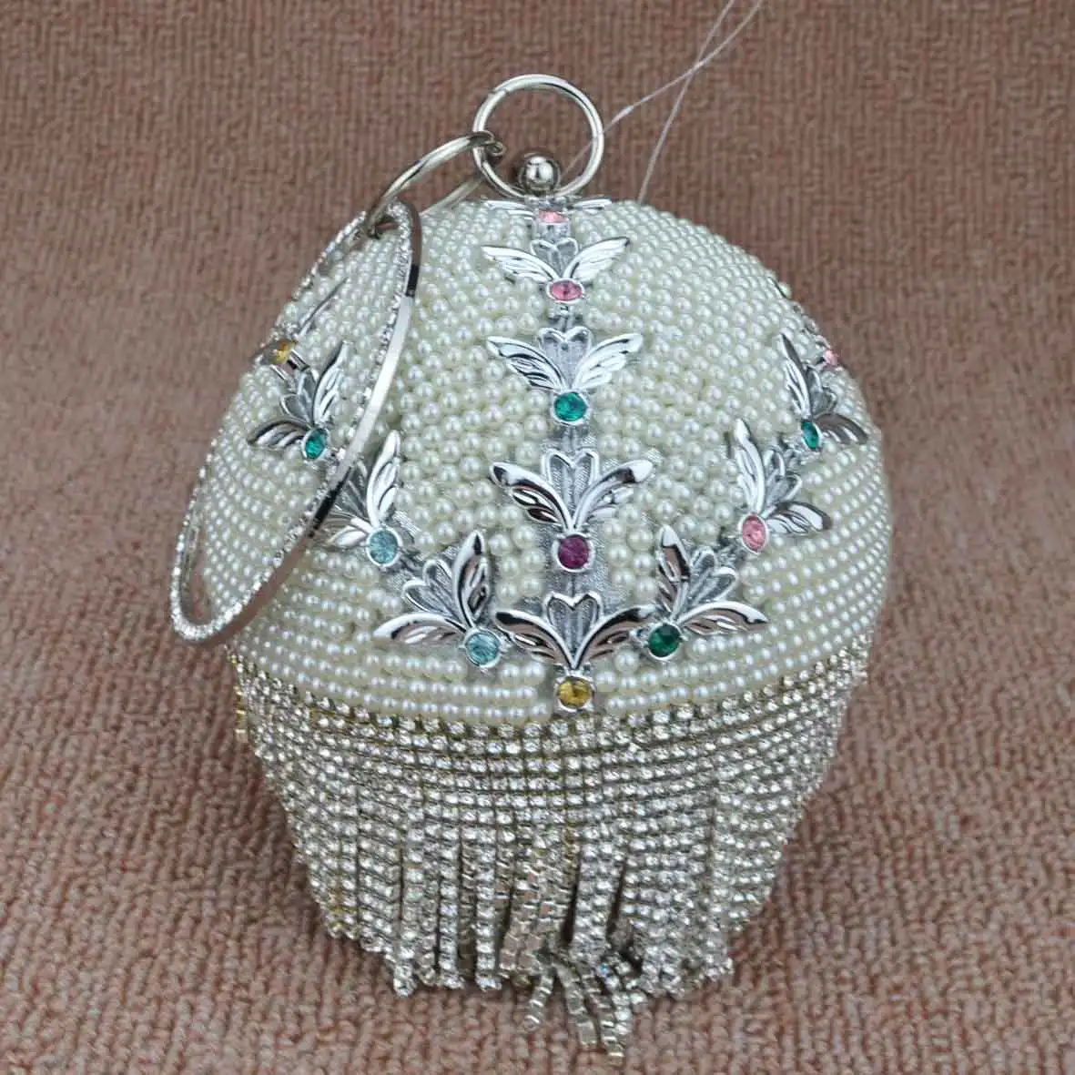 Златната Топка с диамантена шапки, дамски вечерна дамска чанта от метал и кристал, Сватбената чанта, дамска чанта на рамото за младоженци, Дамски гривни, Клатч, портфейл Изображение 0