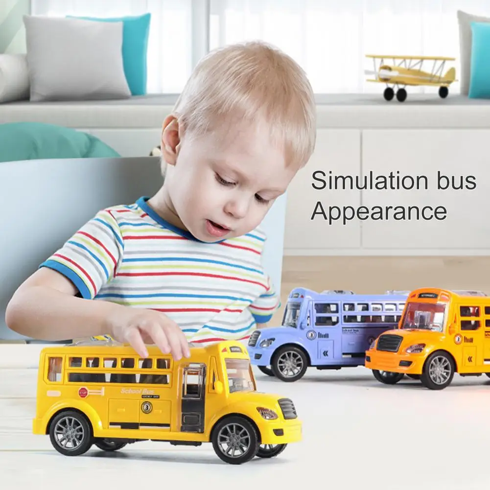 Играчка автобус с подробности многоцветного привлекателен инерционно шофиране, кампусный автобус, Инерционен училищен автобус за дома Изображение 3