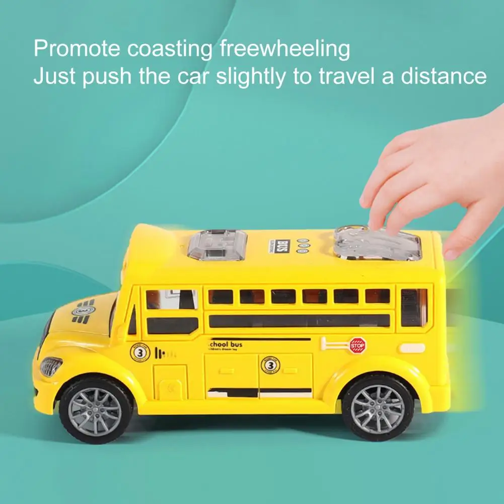 Играчка автобус с подробности многоцветного привлекателен инерционно шофиране, кампусный автобус, Инерционен училищен автобус за дома Изображение 5