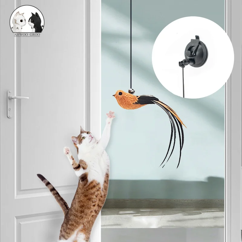 Имитирующая птица Играчка за котки, Прибиращ се Подвесная врата, Тип Котешки драскотини, Веревочная мишката, Забавна Интерактивна играчка-мишка, Стоки за домашни любимци Изображение 0