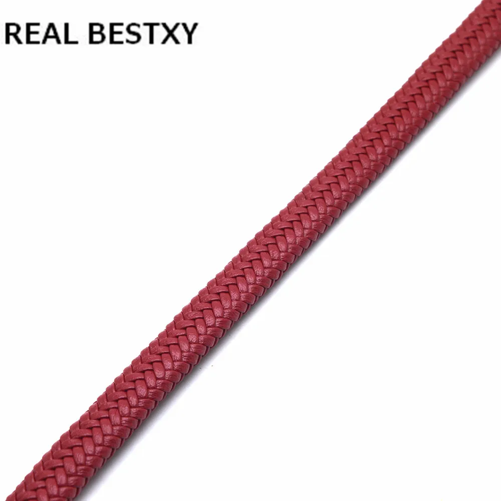 ИСТИНСКИ BESTXY 12*6 мм, червен оплетена кожа кабел за направата на гривни, черна ракита, кожена ивица, кафява кожа кабел за гривна Изображение 4