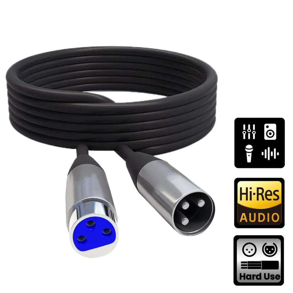 Кабел XLR микрофон, 3-пинов аудио кабел, конектор за свързване на кабели, разклонител, Аксесоари за кабел 1,5 М/3 м Изображение 0