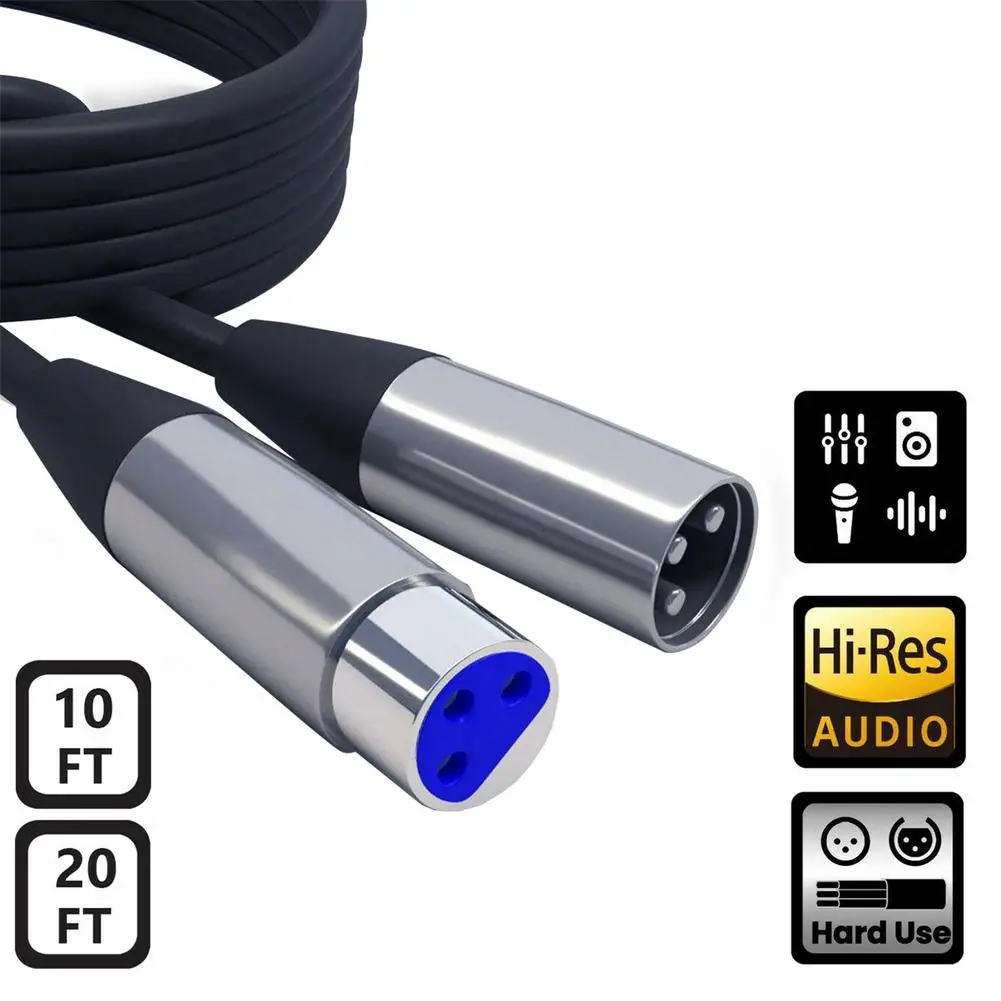 Кабел XLR микрофон, 3-пинов аудио кабел, конектор за свързване на кабели, разклонител, Аксесоари за кабел 1,5 М/3 м Изображение 5
