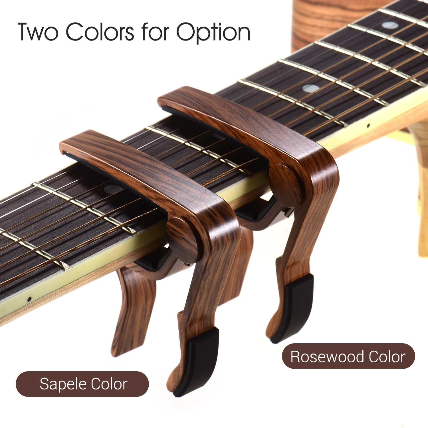 Капо за китара от алуминиева сплав цвят на дървото за 6-струнна фолк-китара, електрическа китара с 3 бр. Изображение 0